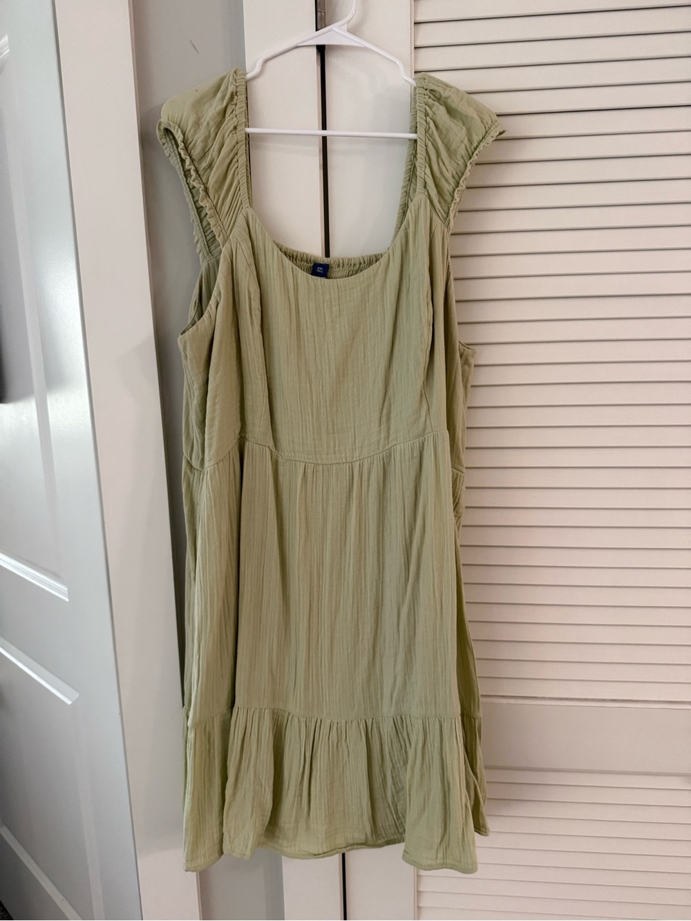 Old Navy Light Sage Sleeveless Tiered Mini Dress